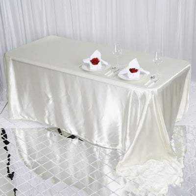 Satin Rectangular Tablecloth 90"x132" Ivory - Seamless Table Cover