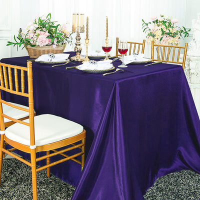 Satin Rectangular Tablecloth 90"x132" Purple - Seamless Table Cover