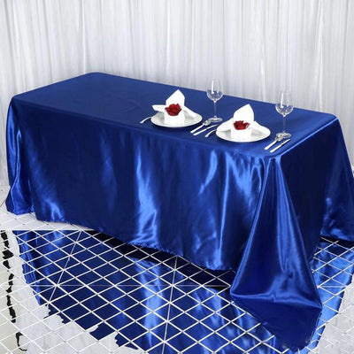 Satin Rectangular Tablecloth 90"x132" Royal Blue - Seamless Table Cover