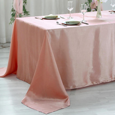 Satin Rectangular Tablecloth 60"x102" Dusty Rose - Wrinkle-Resistant & Durable Table Cover