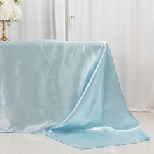 Light Blue Seamless Satin Rectangular Tablecloth 90x156inch for 8 Foot Table With Floor-Length Drop