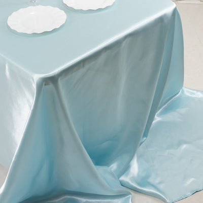 Satin Rectangular Tablecloth 90"x156" Light Blue - Seamless Table Cover