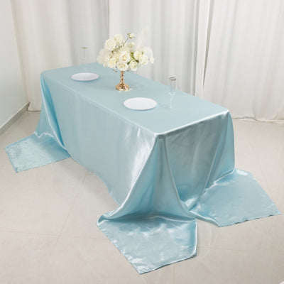 Satin Rectangular Tablecloth 90"x156" Light Blue - Seamless Table Cover