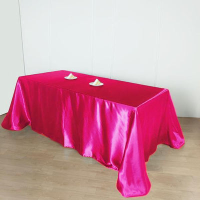Satin Rectangular Tablecloth 90"x156" Fuchsia - Seamless Table Cover