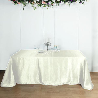 Satin Rectangular Tablecloth 90"x156" Ivory - Seamless Table Cover