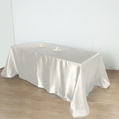 Satin Rectangular Tablecloth 90"x156" Ivory - Seamless Table Cover
