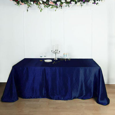 Satin Rectangular Tablecloth 90"x156" Navy Blue - Seamless Table Cover