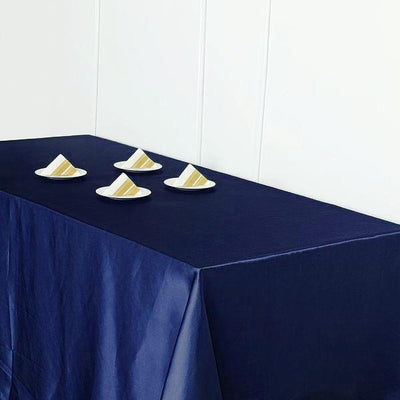 Satin Rectangular Tablecloth 90"x156" Navy Blue - Seamless Table Cover