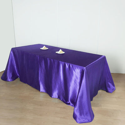 Satin Rectangular Tablecloth 90"x156" Purple - Seamless Table Cover