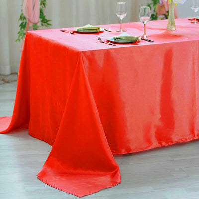 Satin Rectangular Tablecloth 90"x156" Red - Seamless Table Cover