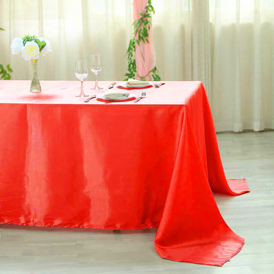 Satin Rectangular Tablecloth 90"x156" Red - Seamless Table Cover