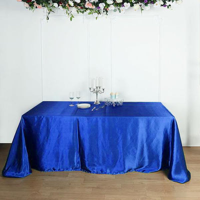 Satin Rectangular Tablecloth 90"x156" Royal Blue - Seamless Table Cover