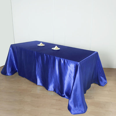 Satin Rectangular Tablecloth 90"x156" Royal Blue - Seamless Table Cover