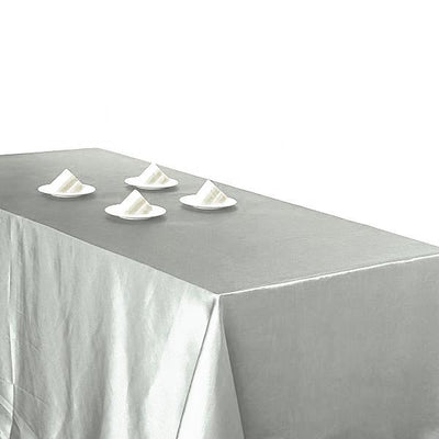 Satin Rectangular Tablecloth 90"x156" Silver - Seamless Table Cover