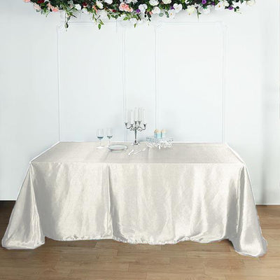 Satin Rectangular Tablecloth 90"x156" White - Seamless Sophisticated Table Cover for Weddings & Events