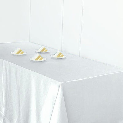 Satin Rectangular Tablecloth 90"x156" White - Seamless Sophisticated Table Cover for Weddings & Events