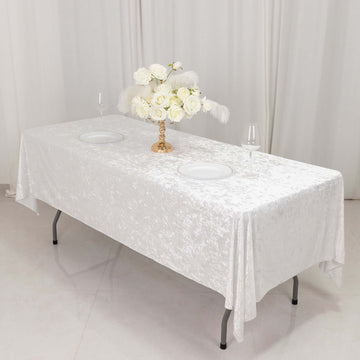 Luxurious Elegance with White Crushed Velvet Rectangle Tablecloth