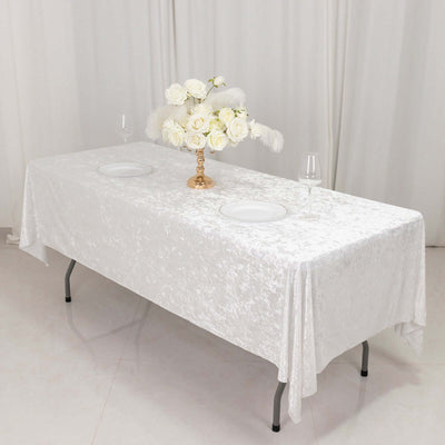 Premium Crushed Velvet Rectangle Tablecloth 60"x102" White - Exquisite Soft Textured Feel Reusable Table Cover