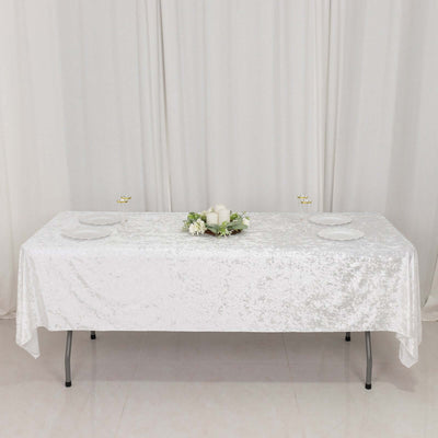 Premium Crushed Velvet Rectangle Tablecloth 60"x102" White - Exquisite Soft Textured Feel Reusable Table Cover