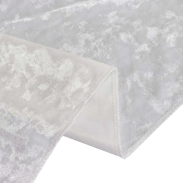 Effortless Style with Seamless White Crushed Velvet 60"x102" Tablecloth