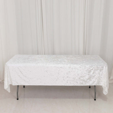 White Seamless Premium Crushed Velvet Rectangle Tablecloth - 60"x102"