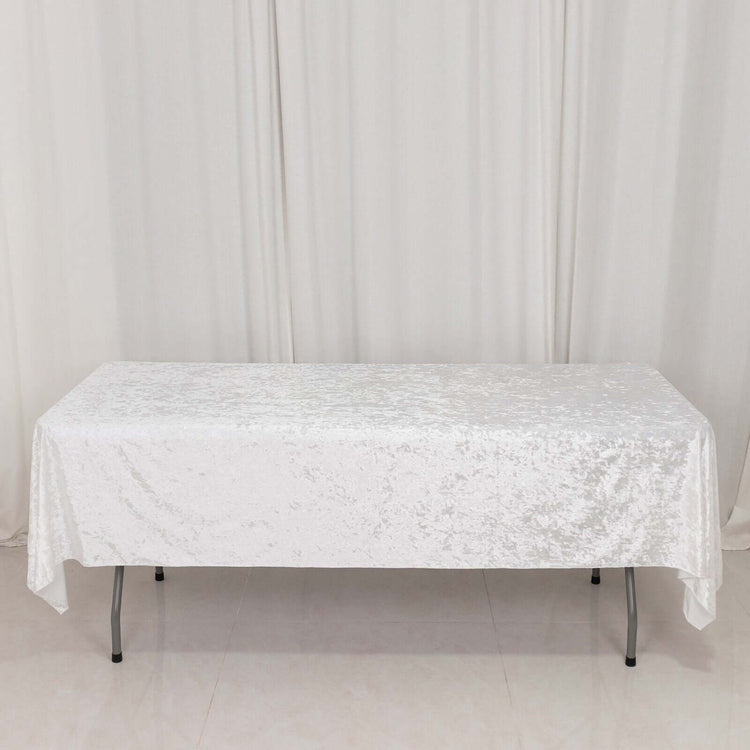 White Seamless Premium Crushed Velvet Rectangle Tablecloth - 60x102inch