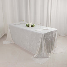 White Seamless Premium Crushed Velvet Rectangle Tablecloth - 90x132inch for 6 Foot Table