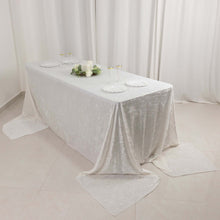 White Seamless Premium Crushed Velvet Rectangle Tablecloth - 90"x156" for 8 Foot Table