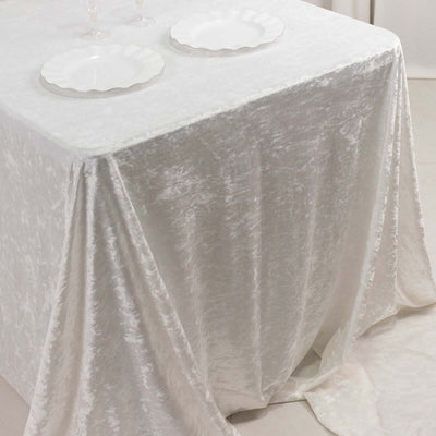 Premium Crushed Velvet Rectangle Tablecloth 90"x156" White - Seamless Soft & Luxe Reusable Table Cover