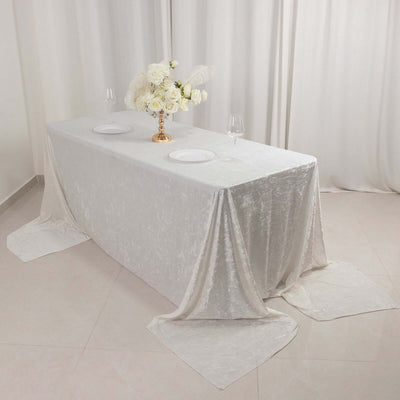 Premium Crushed Velvet Rectangle Tablecloth 90"x156" White - Seamless Soft & Luxe Reusable Table Cover
