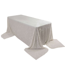 White Seamless Premium Crushed Velvet Rectangle Tablecloth - 90"x156" for 8 Foot Table