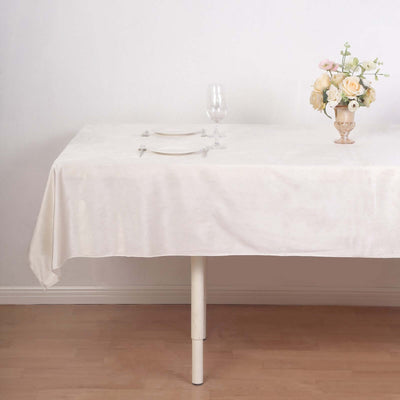 Premium Velvet Rectangle Tablecloth 60"x102" Ivory - Soft Textured Feel Reusable Table Cover