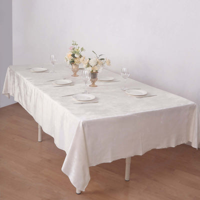 Premium Velvet Rectangle Tablecloth 60"x102" Ivory - Soft Textured Feel Reusable Table Cover