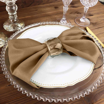 5 Pack Polyester Napkins 17"x17" Taupe - Wrinkle Resistant & Easy Care Cloth Napkins