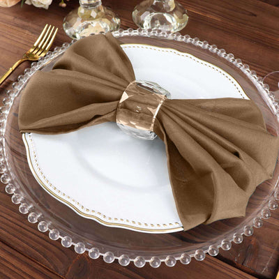5 Pack Polyester Napkins 20"x20" Taupe - Durable & Wrinkle Resistant Dinner Napkins
