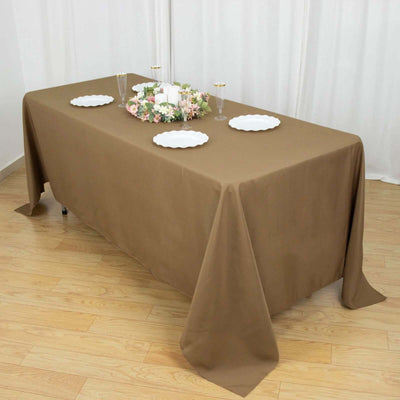 Polyester Rectangle Tablecloth 72"x120" Taupe with Wrinkle-Resistant Finish - Reusable Table Cover