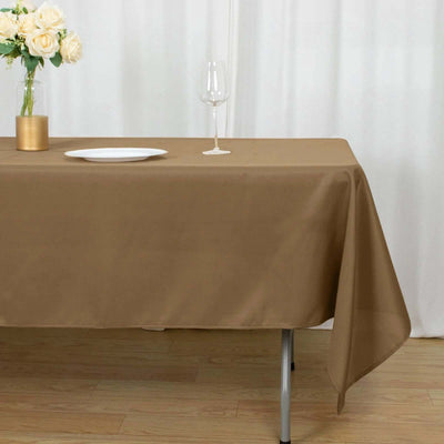 Polyester Rectangle Tablecloth 60"x102" Taupe - Wrinkle-Resistant Finish