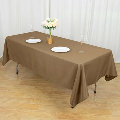 Polyester Rectangle Tablecloth 60"x102" Taupe - Wrinkle-Resistant Finish