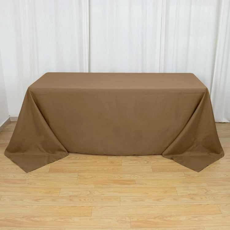 90inch x 132inch Taupe Polyester Rectangular Tablecloth