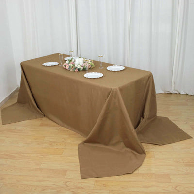 Polyester Rectangle Tablecloth 90"x156" Taupe with Seamless Finish