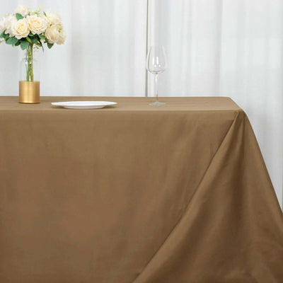 Polyester Rectangle Tablecloth 90"x156" Taupe with Seamless Finish