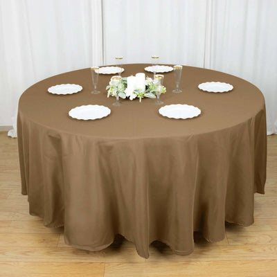 Polyester Round Tablecloth 108" Taupe - Durable and Stain-Resistant for Easy Maintenance