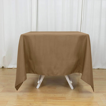Elegant Taupe Seamless Polyester Square Tablecloth 70"x70"