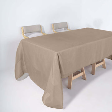 Taupe Seamless Rectangular Tablecloth, Linen Table Cloth With Slubby Textured, Wrinkle Resistant 60"x126"