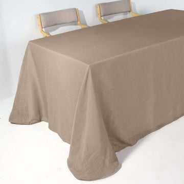 Taupe Seamless Rectangular Tablecloth, Linen Table Cloth With Slubby Textured, Wrinkle Resistant 90"x156"