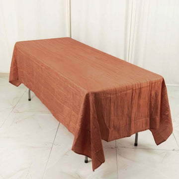 Terracotta (Rust) Accordion Crinkle Taffeta Seamless Rectangle Tablecloth - 60"x102"