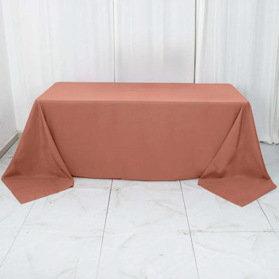 Premium Polyester Rectangle Tablecloth 90"x132" Terracotta (Rust) - Seamless 220GSM Wrinkle-Resistant & Durable Fabric