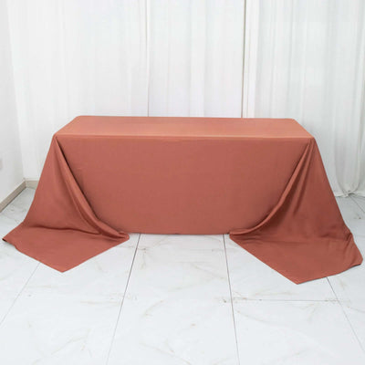 Premium Polyester Rectangle Tablecloth 90"x156" Terracotta (Rust) - Seamless 220GSM Wrinkle-Resistant & Durable Finish