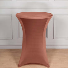 Terracotta (Rust) Spandex Cocktail Table Cover, Fitted Stretch Tablecloth for 24"-32" Dia Tables