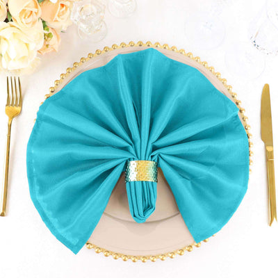 5 Pack Polyester Napkins 20"x20" Turquoise - Durable & Wrinkle Resistant Dinner Napkins